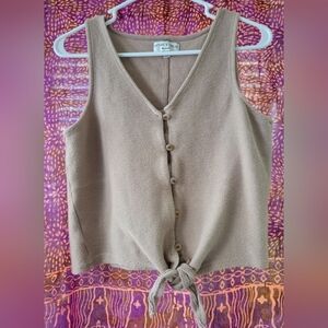 Madewell Texture & Thread Tie Front Cropped Ribbed Tank Size Medium